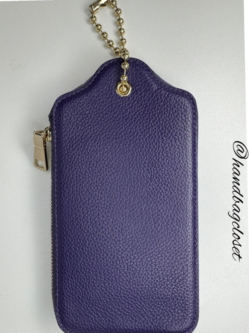 COACH HANGTAG WRISTLET MULTIFUNCTION CASE LEATHER F52390 PURPLE WALLET - Picture 4 of 13